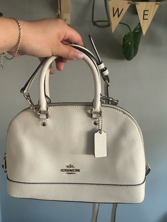 Coach Handbags - Coach Cream Pebbled Leather Dome Satchel